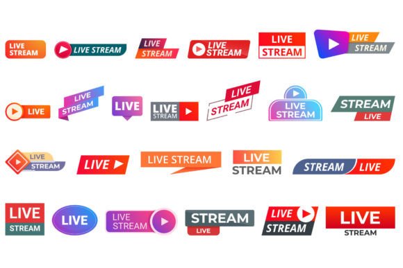 Download Live Stream Icons Set Cartoon Vector. - Stream Collection