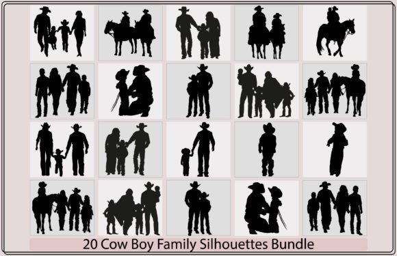 Download Cowboy Family Silhouette Bundle - Silhouette Collection