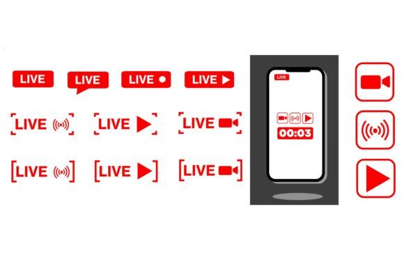 Download Set of Live Streaming Icons - Stream Collection