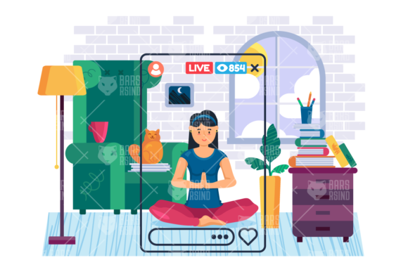 Download Yogi Girl Streamer Flat Color Vector Art - Stream Collection