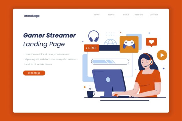 Download Flat Design of Game Streamer Girl - Stream Collection