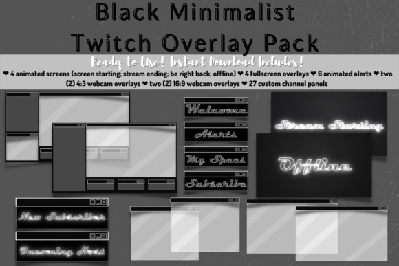 Download Black Minimalist Twitch Stream Package - Stream Collection