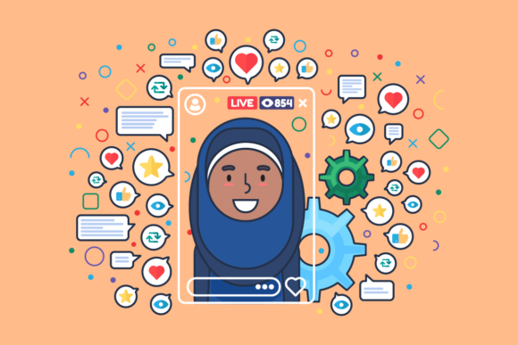 Download Arabian Female Streamer Flat Color Image - Stream Collection