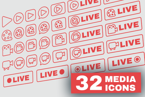 Download Outline Live Stream Symbols Set - Stream Collection