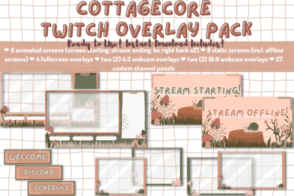 Download Cottagecore Twitch Stream Overlay Pack - Stream Collection